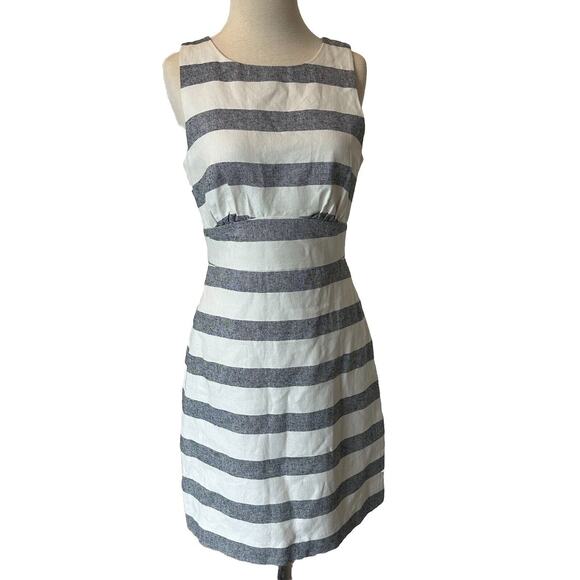 J Crew Sleeveless Striped Full Lined Linen Blend Dress Size 4 NWT - Picture 1 of 7
